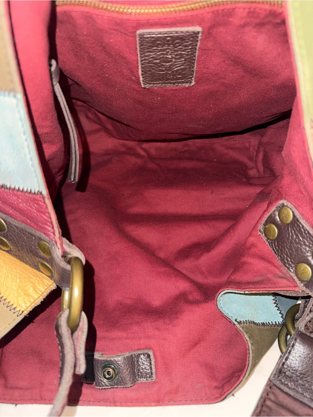 Rare Ugly Betty Y2K Lucky Brand Leather Suede Patchwork Hobo Bag - Seen on TV - Picture 9 of 12